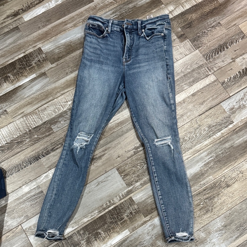 Good American Blue Distressed Skinny Jeans